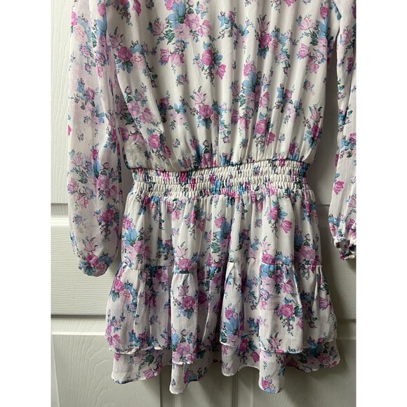 Sadie & Sage Mini Dress Size XS V Neck Faux Wrap Long Sleeved Floral Boho lined - Picture 6 of 9